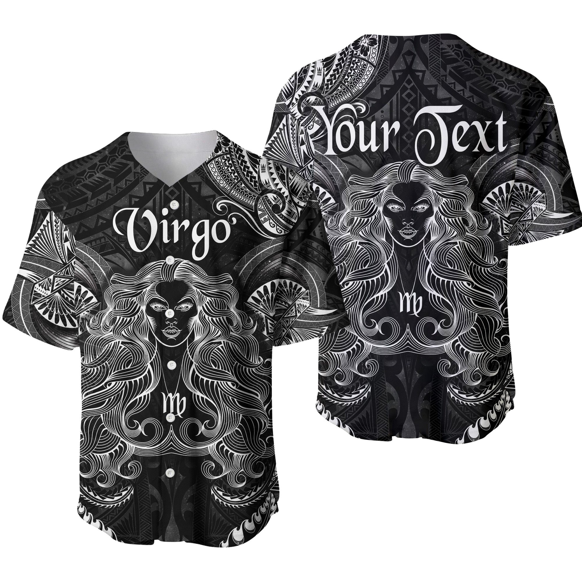 (Custom Personalised) Virgo Zodiac Polynesian Baseball Jersey Unique Style - Black LT8 - Polynesian Pride