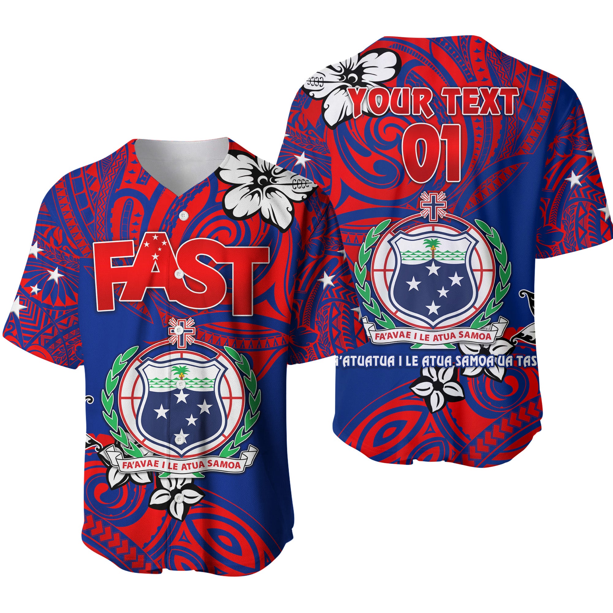 (Custom Personalised) Samoa FAST Party Baseball Jersey Unique Vibes LT8 - Polynesian Pride