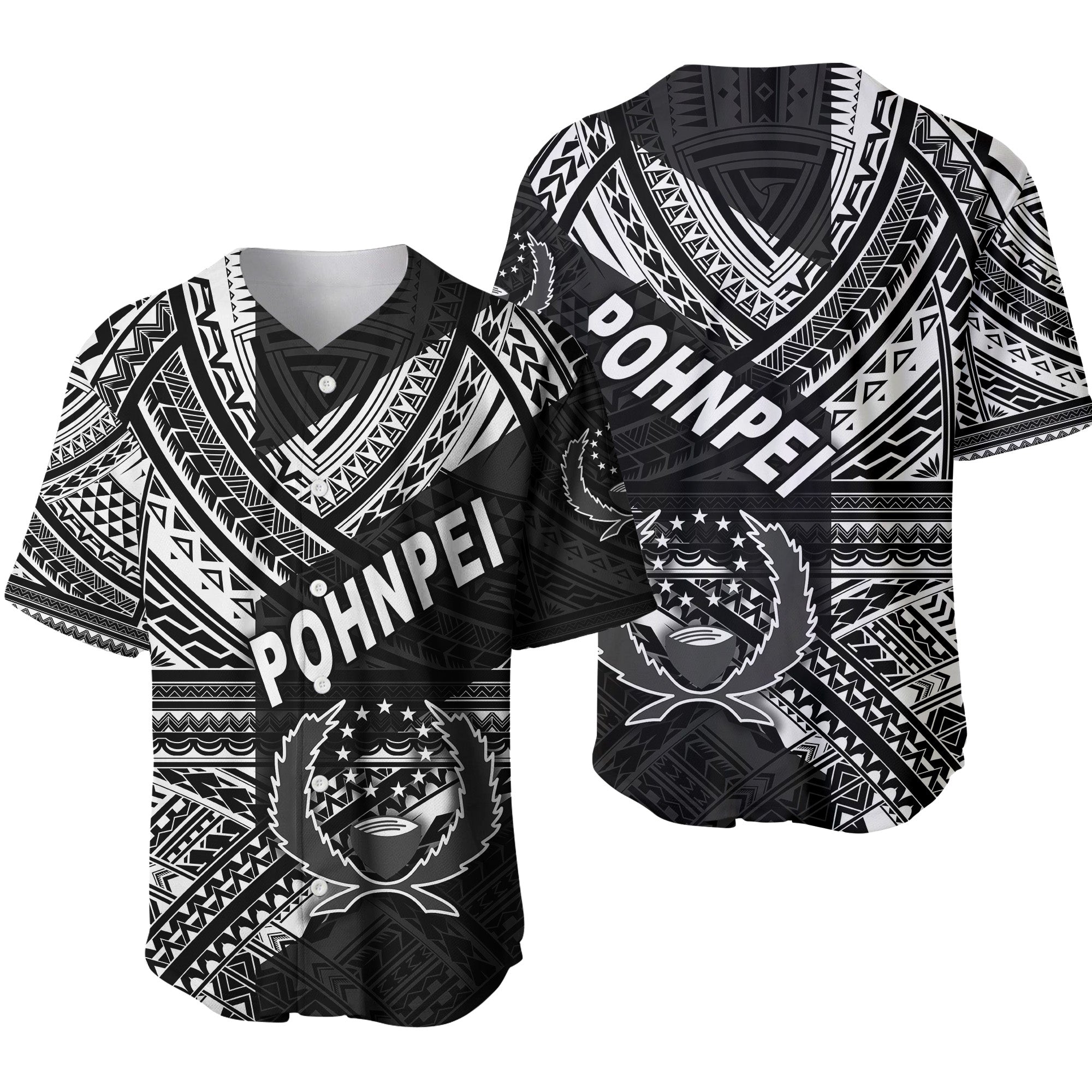 FSM Pohnpei Baseball Jersey Original Style - Black LT8 Unisex Black - Polynesian Pride