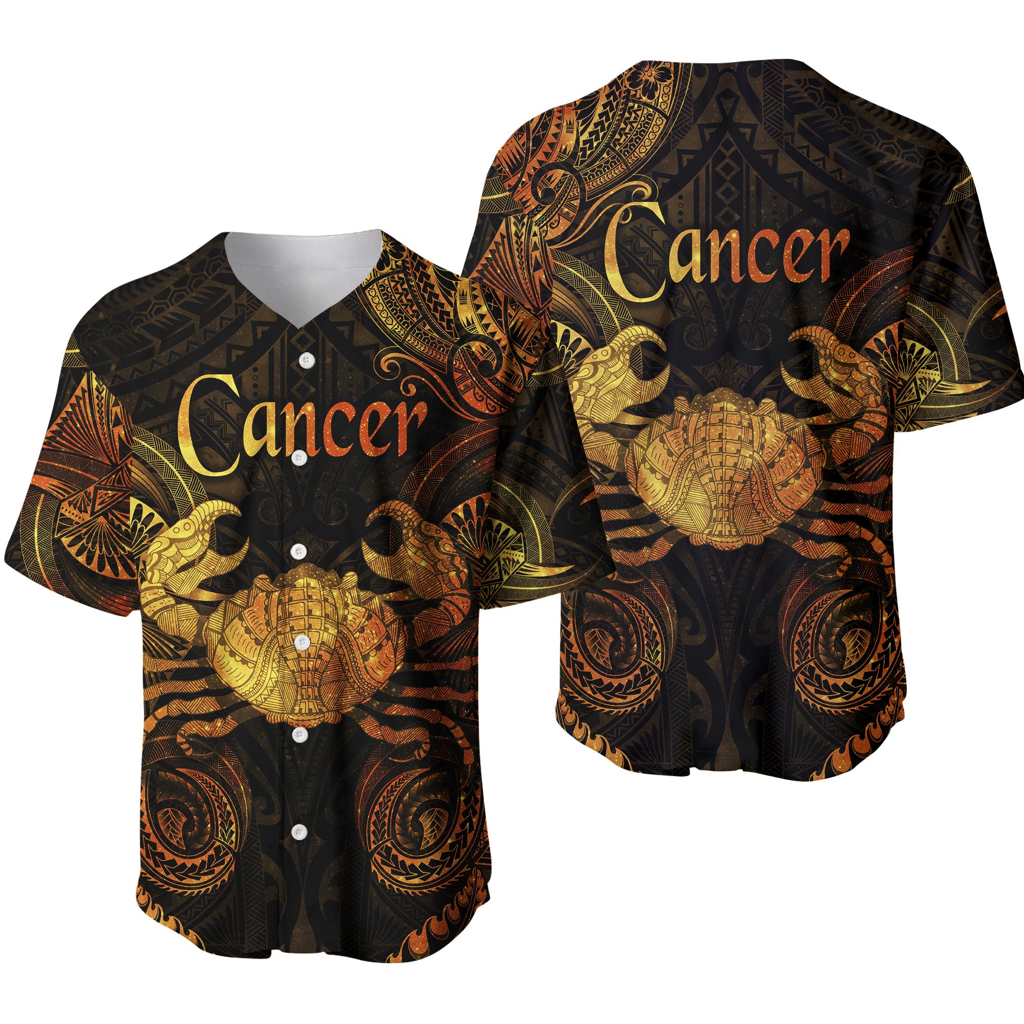 Cancer Zodiac Polynesian Baseball Jersey Unique Style - Gold LT8 - Polynesian Pride