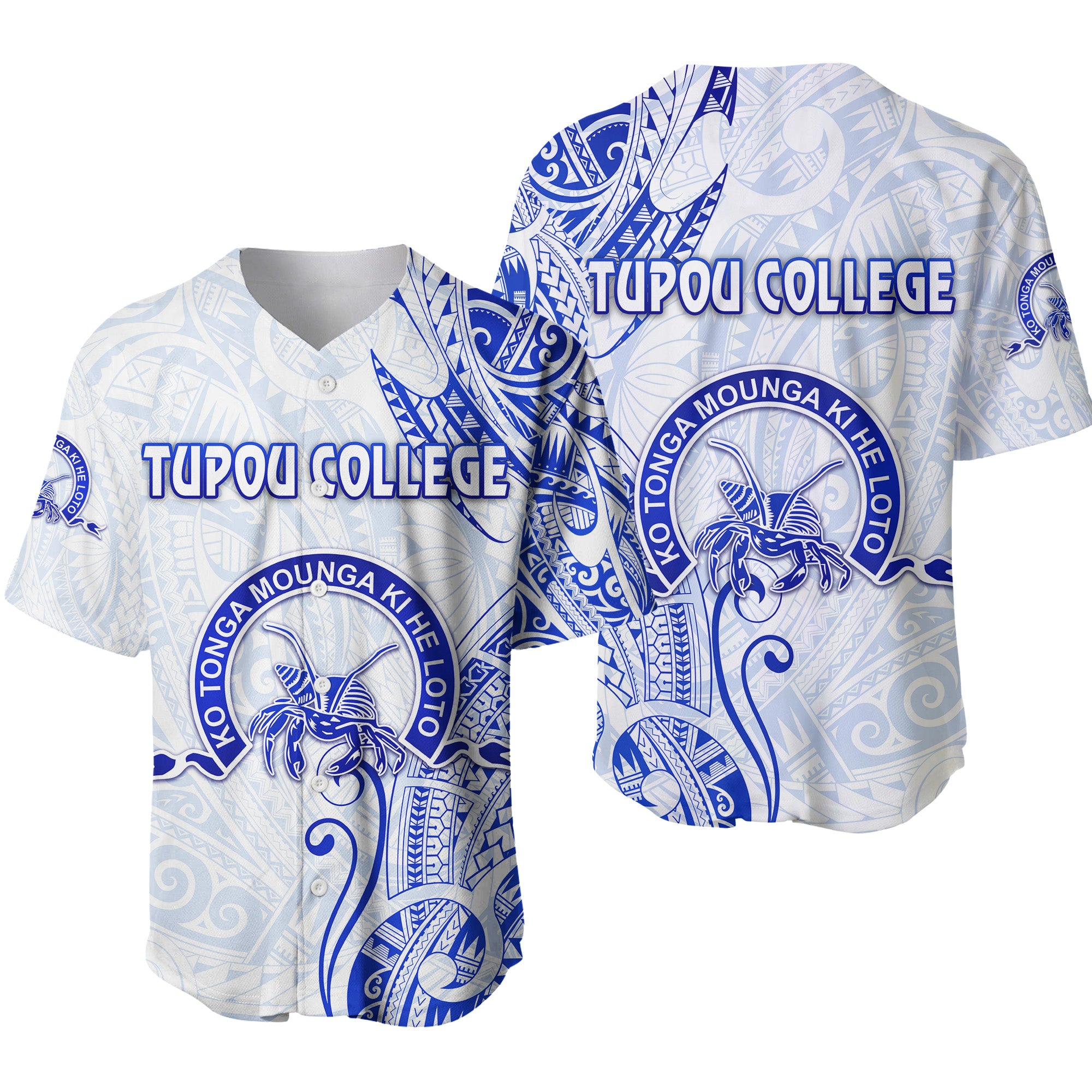 Tonga Tupou College Baseball Jersey Simple Vibes - White LT8 - Polynesian Pride