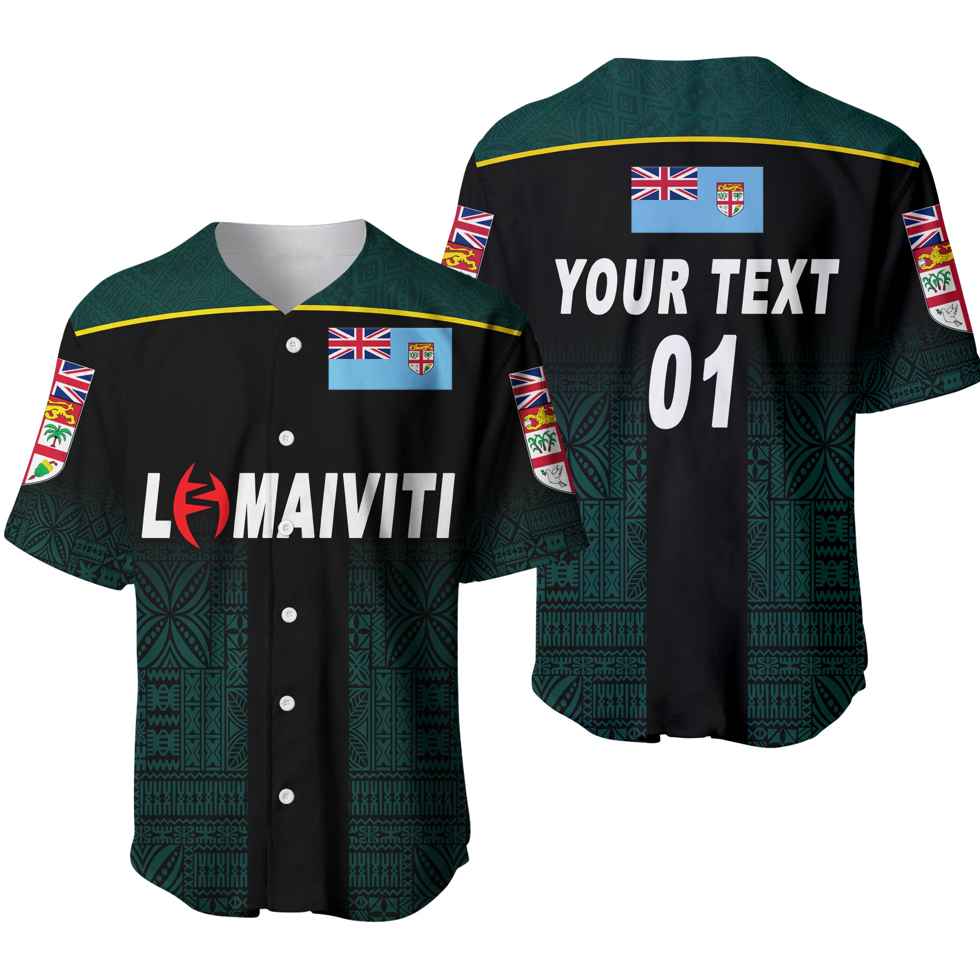 (Custom Personalised) Fiji Lomaiviti Rugby Baseball Jersey Simple Vibes, Custom Text And Number LT8 Unisex Green - Polynesian Pride