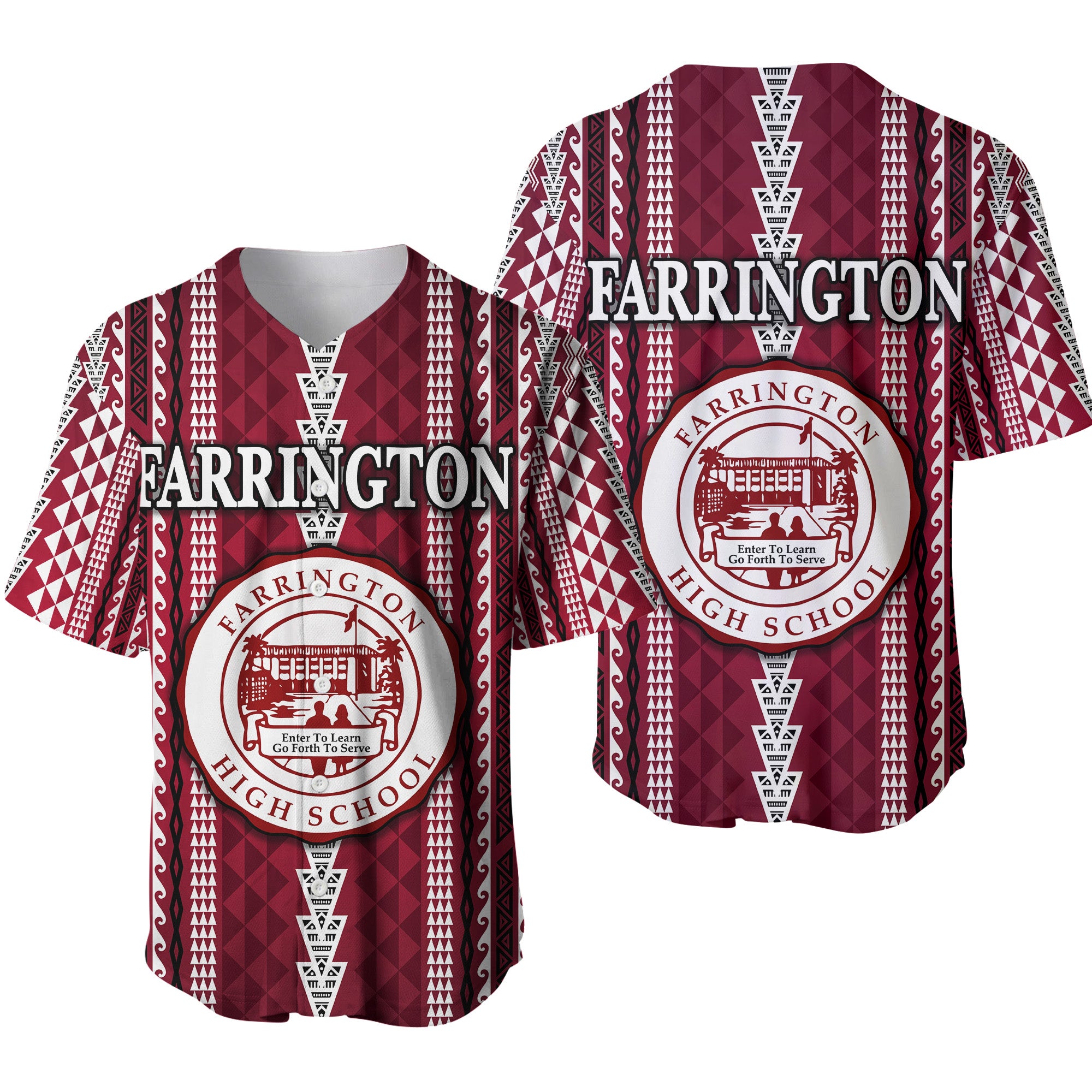 Hawaii Farrington High School Baseball Jersey Simple Style LT8 Maroon - Polynesian Pride