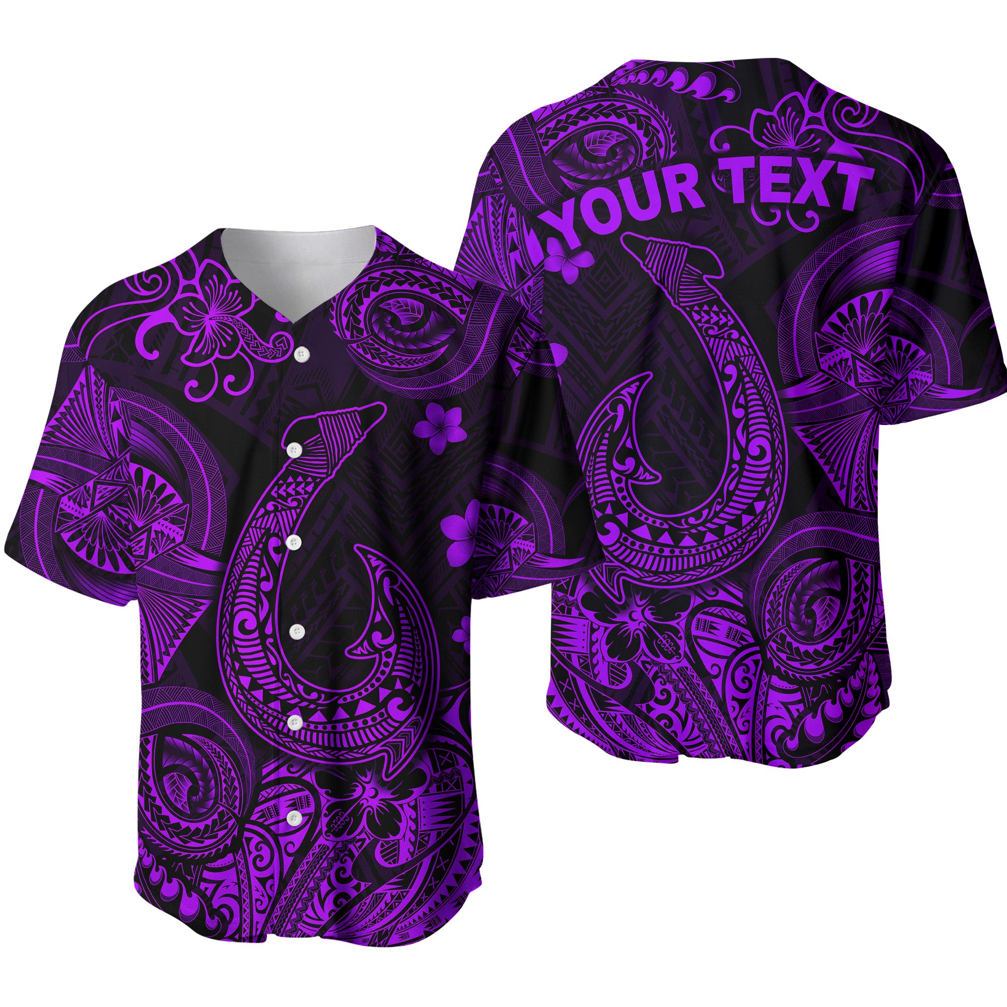 (Custom Personalised) Hawaii Fish Hook Polynesian Baseball Jersey Unique Style - Purple LT8 - Polynesian Pride