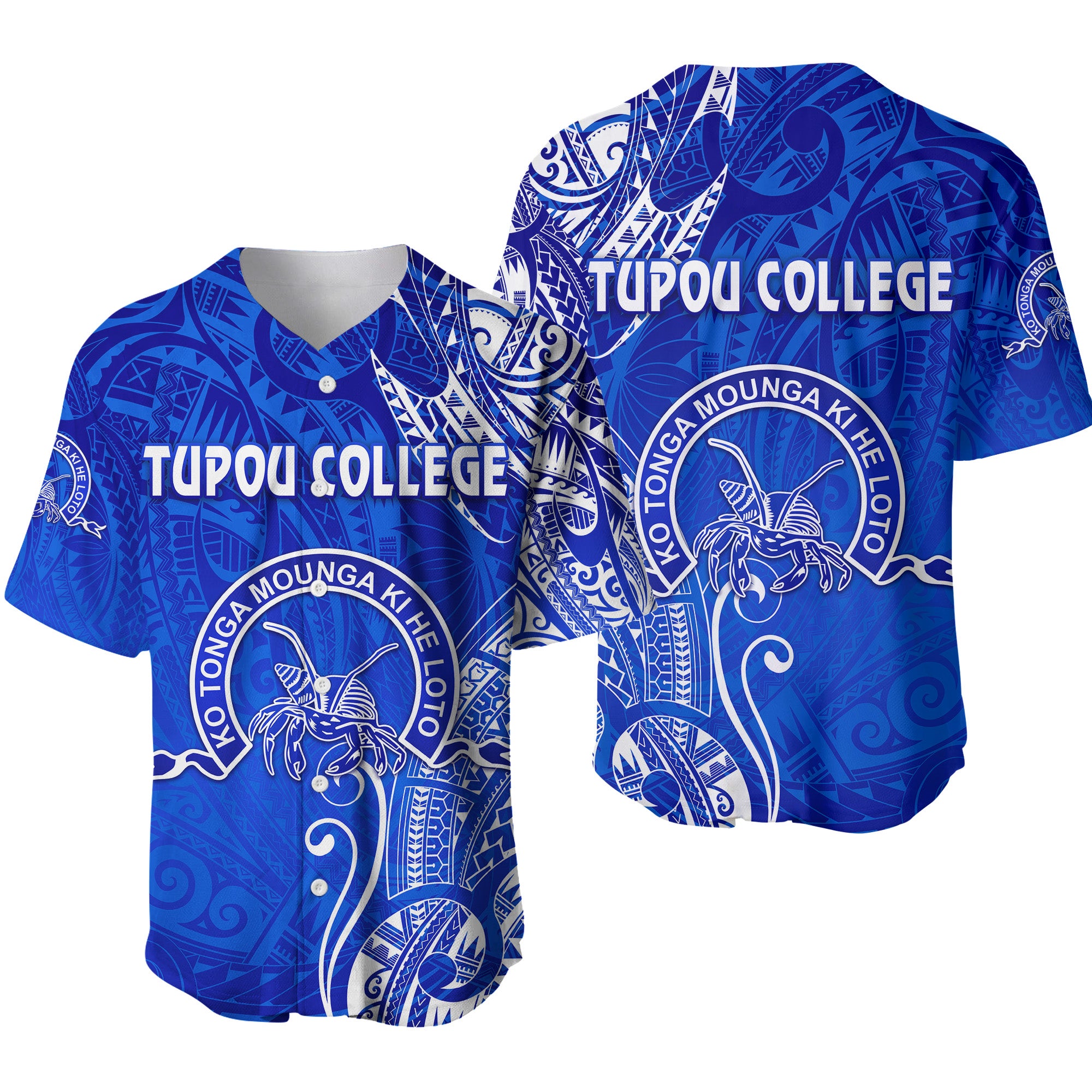 Tonga Tupou College Baseball Jersey Simple Vibes - Blue LT8 - Polynesian Pride