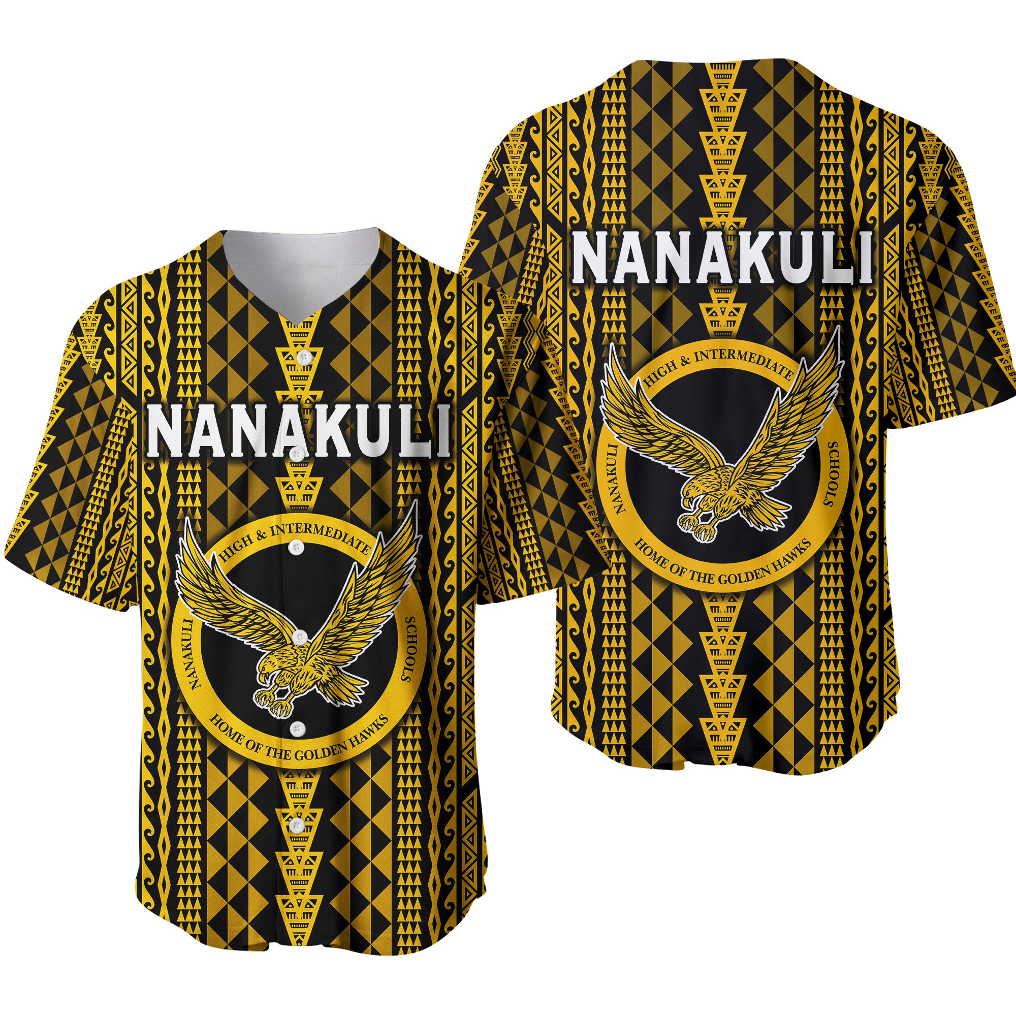 Hawaii Nanakuli School Baseball Jersey Golden Hawks Simple Style LT8 Gold - Polynesian Pride