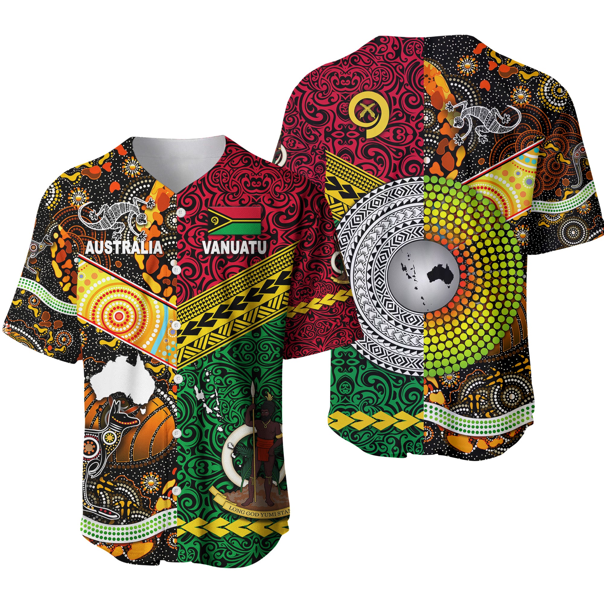 Vanuatu And Australia Baseball Jersey Together LT8 - Polynesian Pride