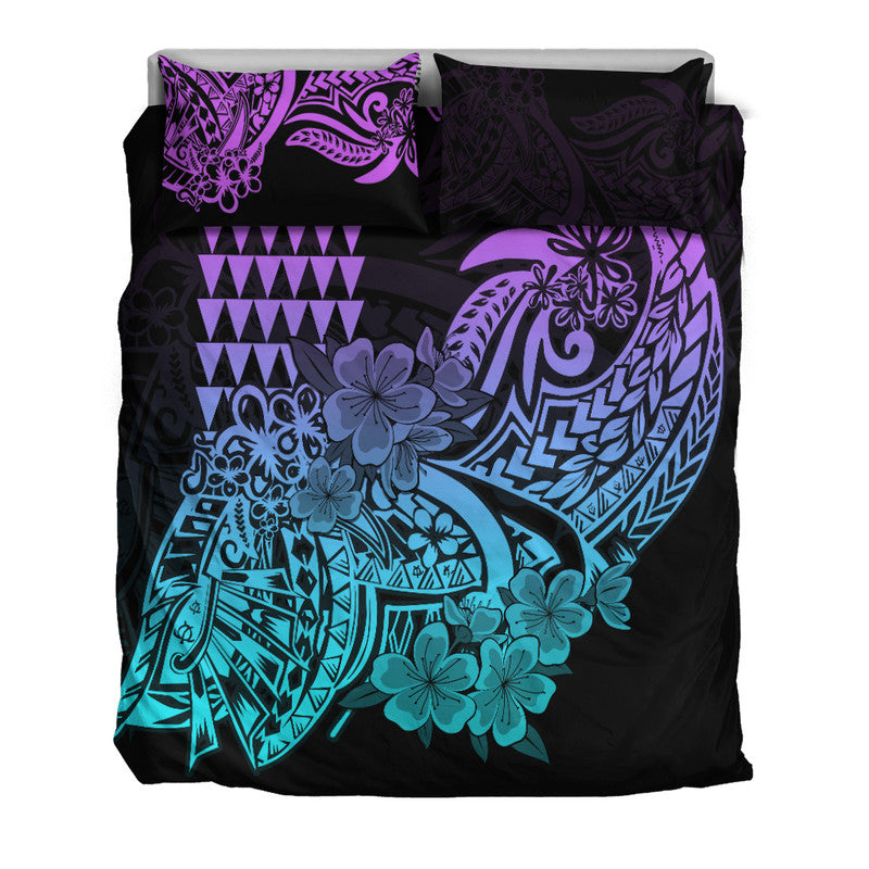 Hawaii Kakau Bedding Set Polynesian Floral Tribal Heliotrope Version LT9 - Polynesian Pride