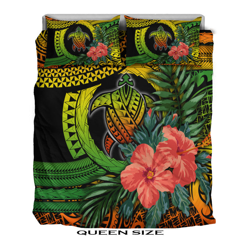 Polynesian Turtle Bedding Set Circle Turtle Hibiscus Reggae LT9 - Polynesian Pride