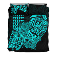 Hawaii Kakau Bedding Set Polynesian Floral Tribal Aqua Version LT9 - Polynesian Pride