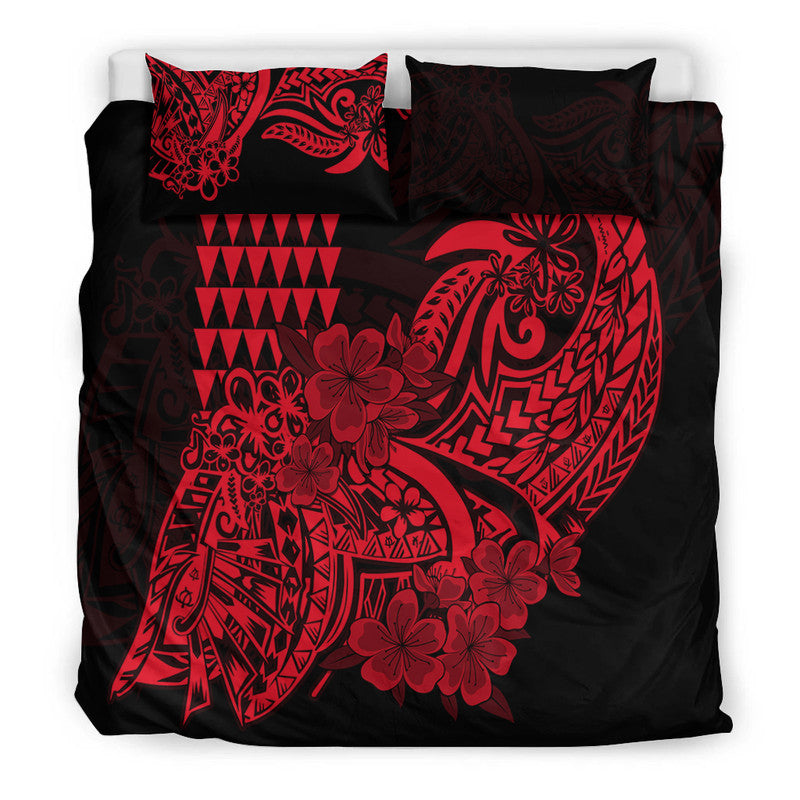 Hawaii Kakau Bedding Set Polynesian Floral Tribal Red Version LT9 - Polynesian Pride