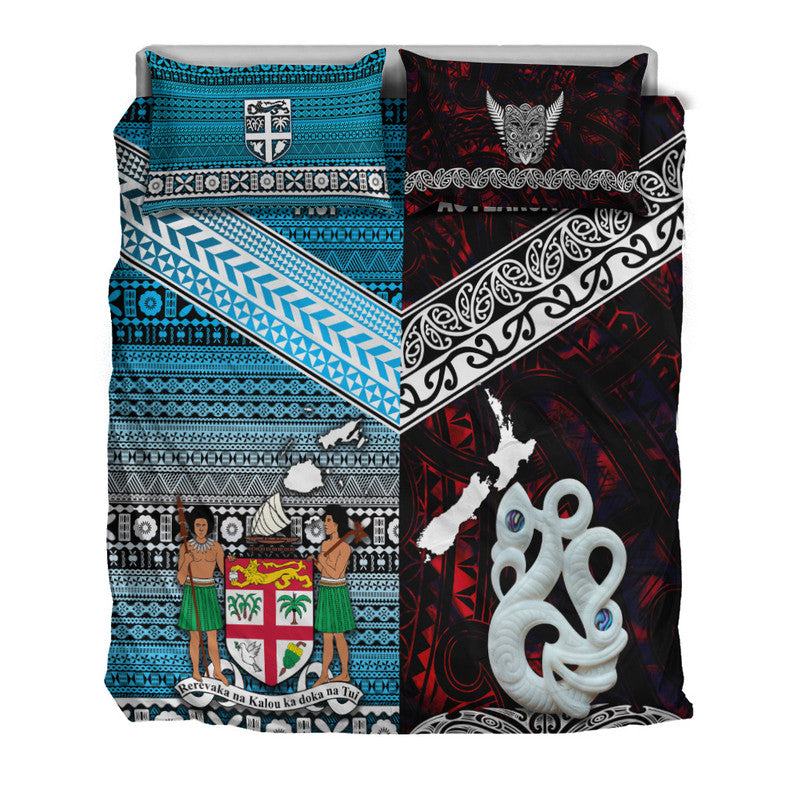 New Zealand And Fiji Bedding Set Together - Red LT8 - Polynesian Pride