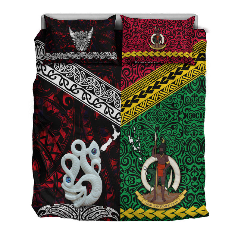 New Zealand And Vanuatu Bedding Set Together - Red LT8 - Polynesian Pride