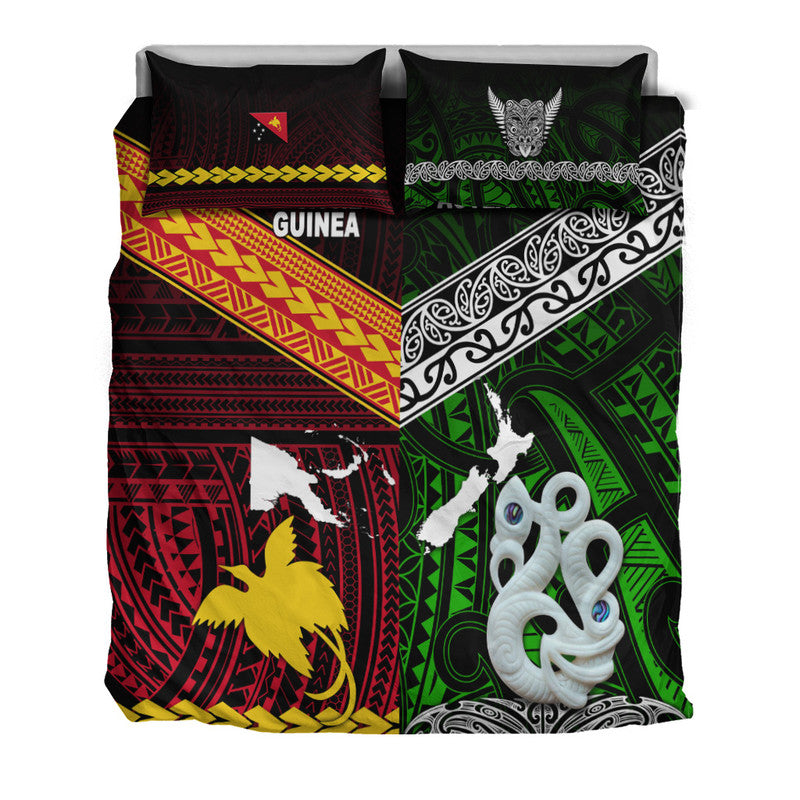 New Zealand And Papua New Guinea Bedding Set Together - Green LT8 - Polynesian Pride