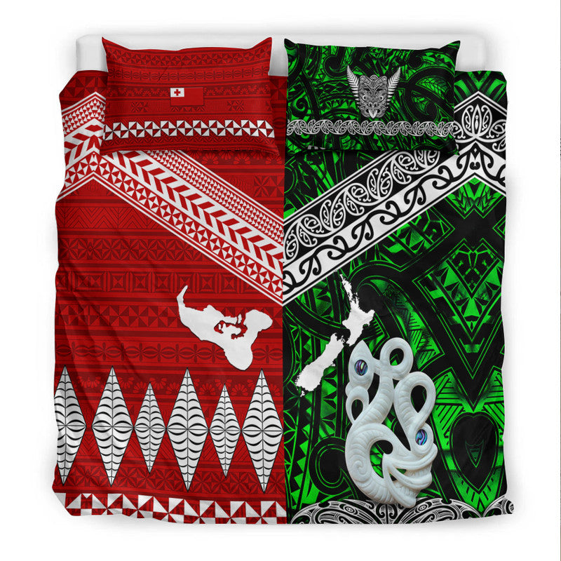New Zealand And Tonga Bedding Set Together - Green LT8 - Polynesian Pride