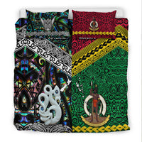 New Zealand And Vanuatu Bedding Set Together - Paua Shell LT8 - Polynesian Pride