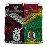 New Zealand And Vanuatu Bedding Set Together - Red LT8 - Polynesian Pride
