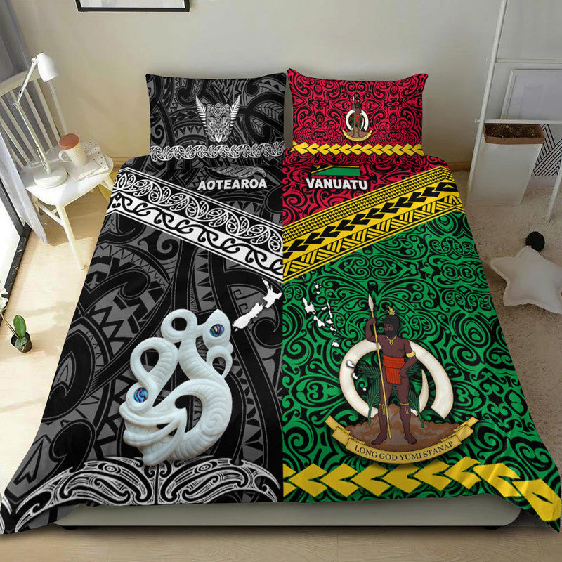 New Zealand And Vanuatu Bedding Set Together - Black LT8 - Polynesian Pride
