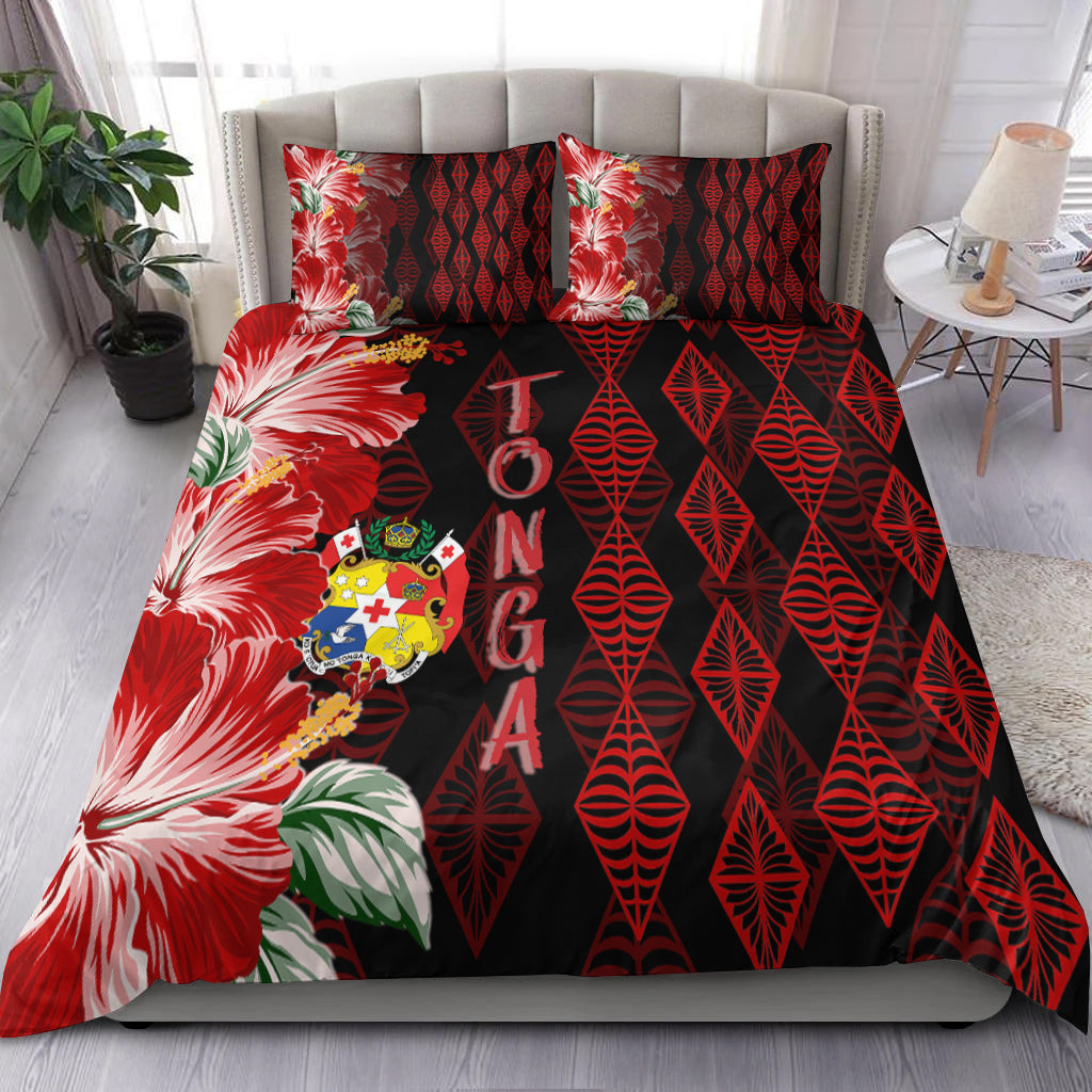Tonga Bedding Set Diamond Style Mix Hibiscus - Black LT7 Black - Polynesian Pride
