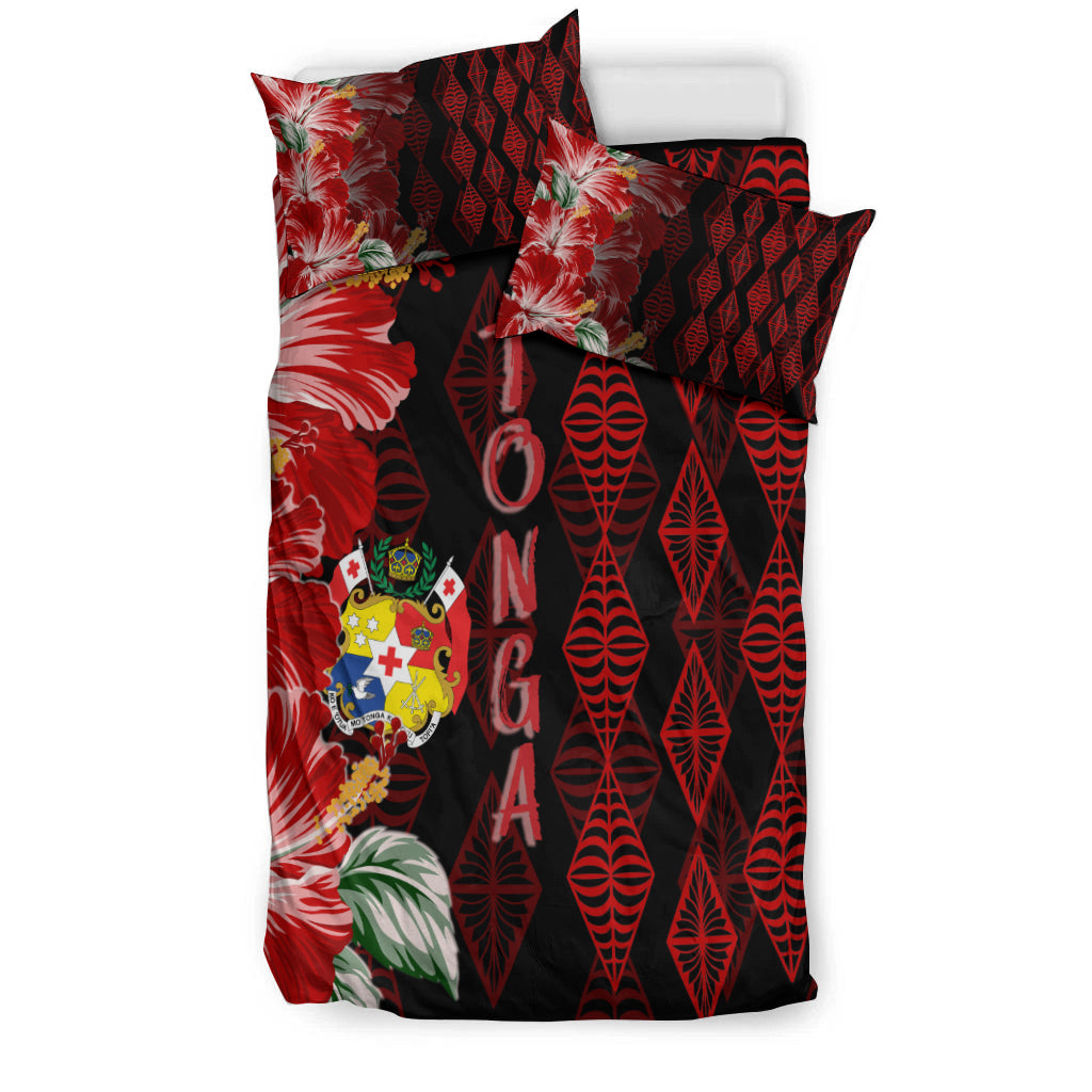 Tonga Bedding Set Diamond Style Mix Hibiscus - Black LT7 - Polynesian Pride