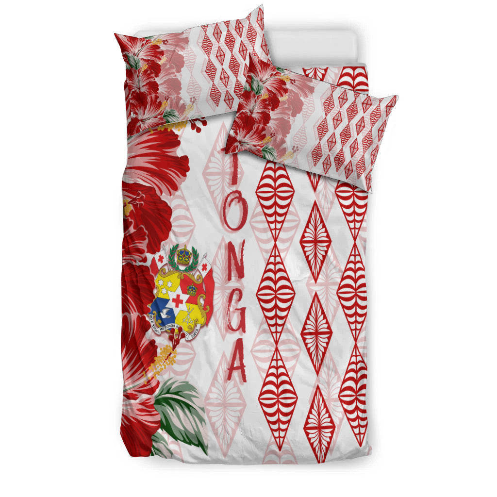 Tonga Bedding Set Diamond Style Mix Hibiscus - White LT7 - Polynesian Pride