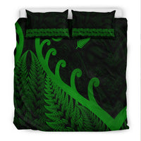 New Zealand Rugby Maori Bedding Set Silver Fern Koru Vibes - Green LT8 - Polynesian Pride