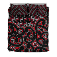New Zealand Bedding Set Maori Graphic Tee patterns Red LT6 - Polynesian Pride
