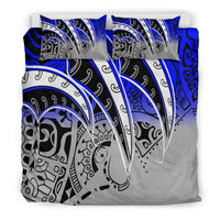 Polynesian Bedding Set - Tropical Leaf Blue Gray Style - Polynesian Pride
