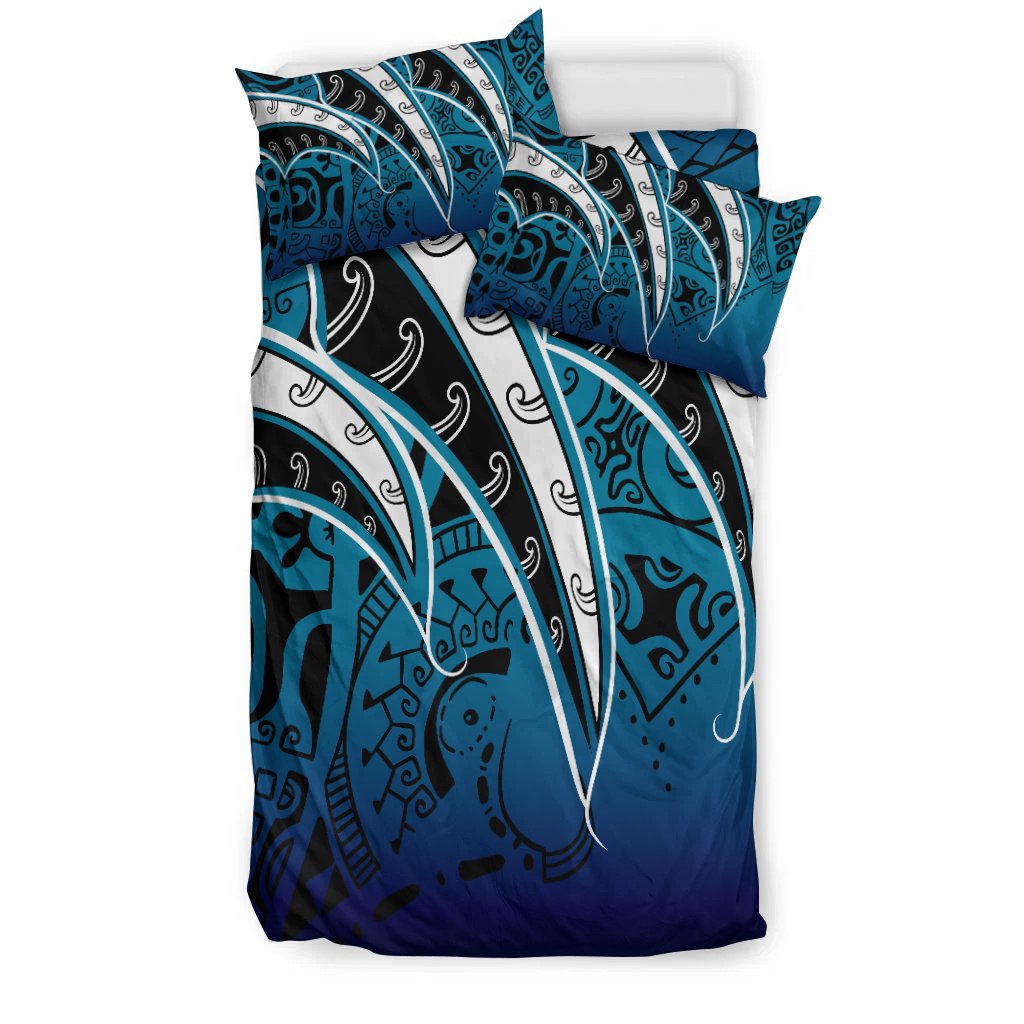 Polynesian Bedding Set - Tropical Leaf Blue Gradient Style - Polynesian Pride