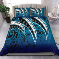 Polynesian Bedding Set - Tropical Leaf Blue Gradient Style 3 Pieces Bedding Set Blue - Polynesian Pride