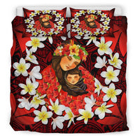Kanaka Mother And Child Plumeria Leis Polynesian Bedding Set - Warm Heart - AH - Polynesian Pride