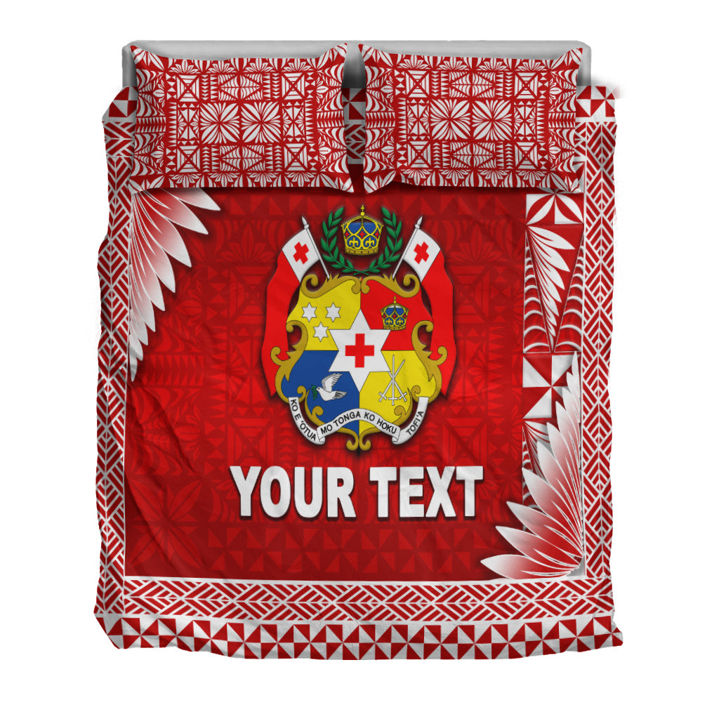(Custom Personalised) Tonga Coat Of Arms Bedding Set Simplified Version - Red LT8 - Polynesian Pride