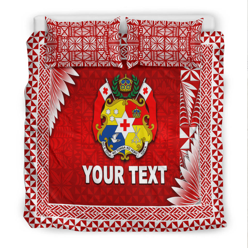 (Custom Personalised) Tonga Coat Of Arms Bedding Set Simplified Version - Red LT8 - Polynesian Pride