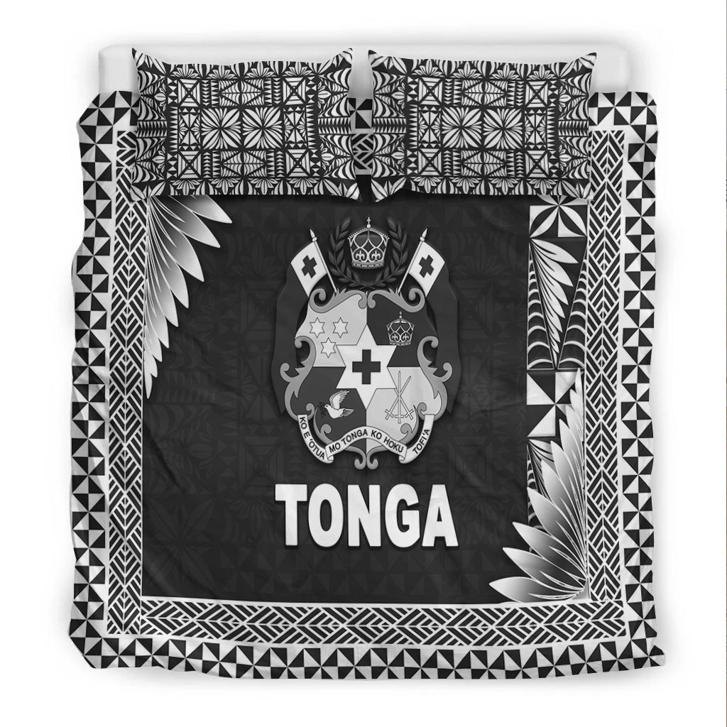 Tonga Coat Of Arms Bedding Set Simplified Version - Black LT8 - Polynesian Pride