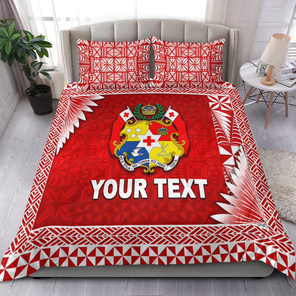 (Custom Personalised) Tonga Coat Of Arms Bedding Set Simplified Version - Red LT8 - Polynesian Pride