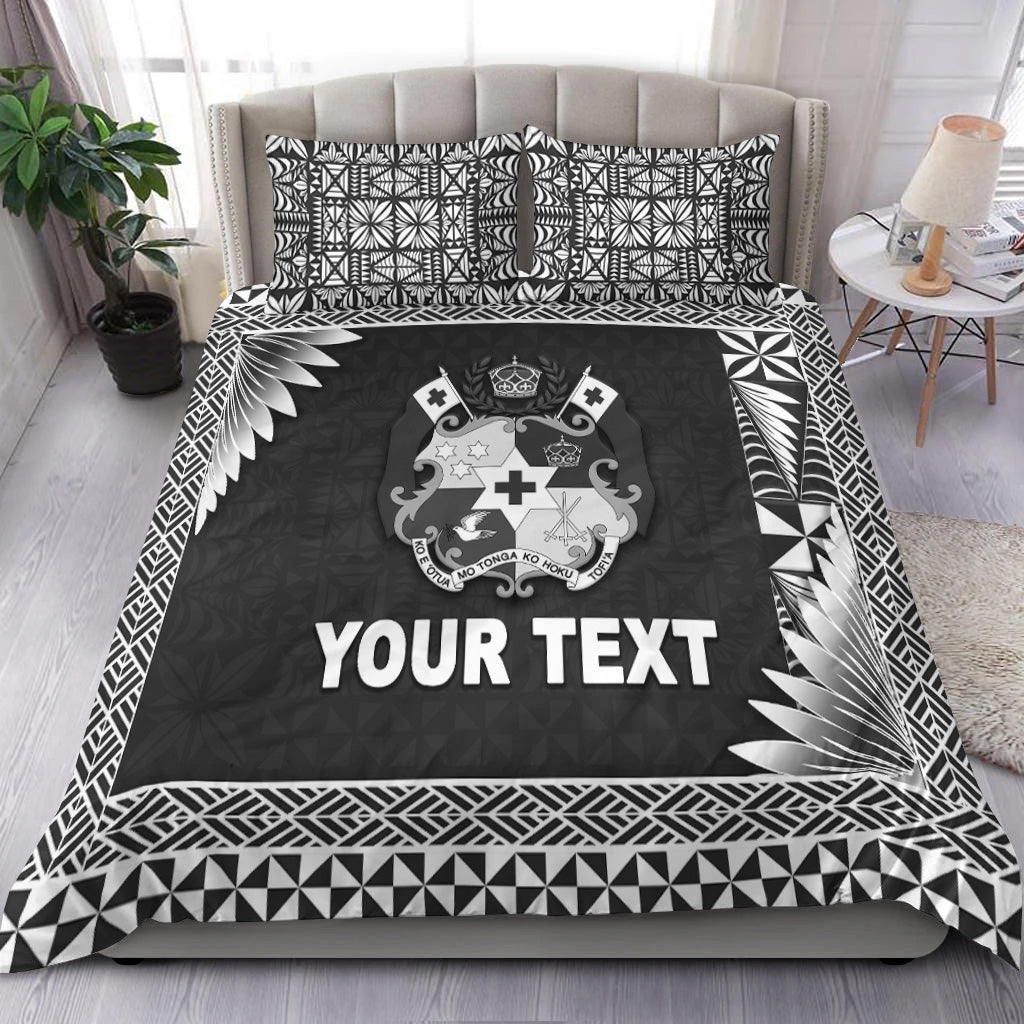 (Custom Personalised) Tonga Coat Of Arms Bedding Set Simplified Version - Black LT8 - Polynesian Pride