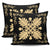 Hawaiian Quilt Maui Plant And Hibiscus Pattern Pillow Covers - Beige Black - AH - Polynesian Pride