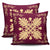 Hawaiian Quilt Maui Plant And Hibiscus Pattern Pillow Covers - Beige Burgundy - AH - Polynesian Pride