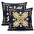 Hawaiian Quilt Maui Plant And Hibiscus Pattern Pillow Covers - Beige Indigo - AH - Polynesian Pride