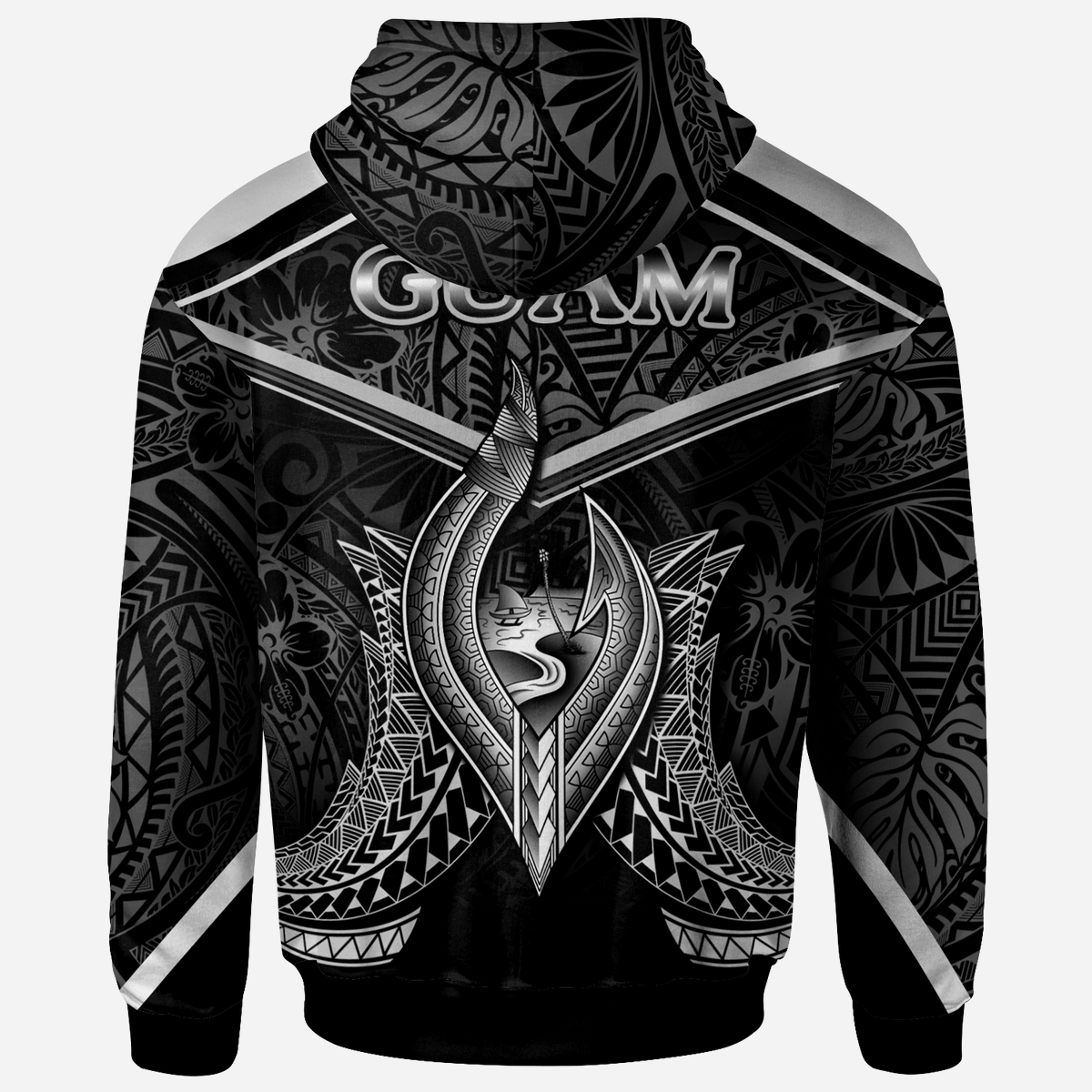 Guam Zip Hoodie Guam Seal With Line Style - Polynesian Pride