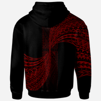 Polynesian Zip Hoodie Polynesian Patterns Red Color - Polynesian Pride