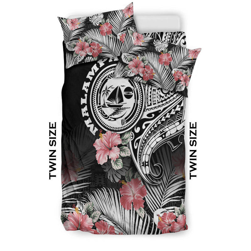 Vanuatu Malampa Province Bedding Set Hibiscus Tribal Polynesian Tattoo Ver Black LT9 - Polynesian Pride