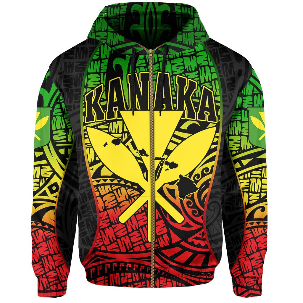 Polynesian Kanaka Maoli Hawaii Zip Hoodie Original Gel Style - Polynesian Pride