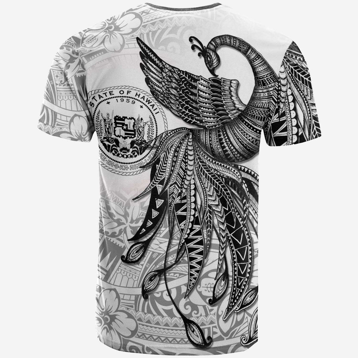 Hawaii Custom T Shirt Polynesian Phoenix Bird, Fairytales Bird Black - Polynesian Pride