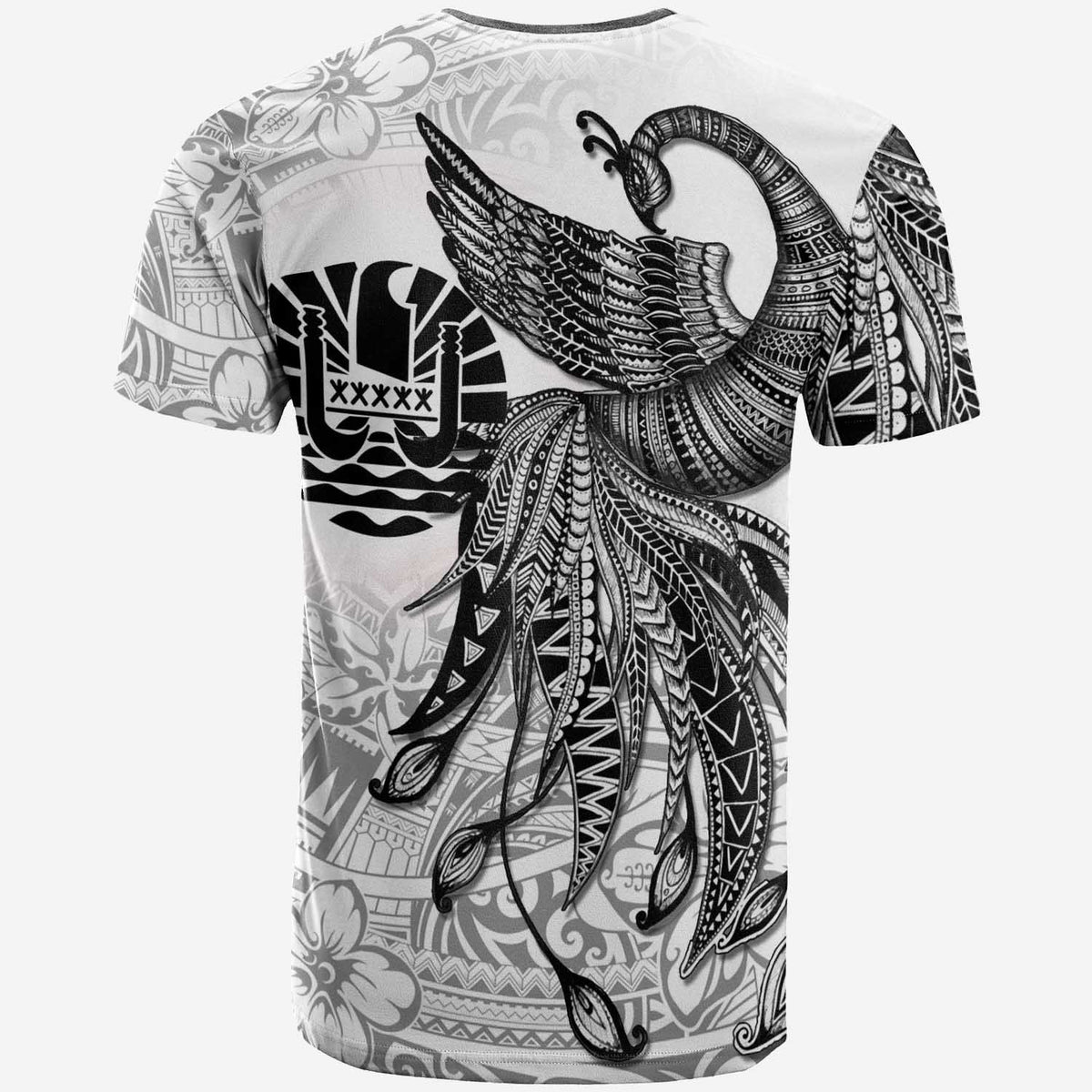Tahiti Custom T Shirt Polynesian Phoenix Bird, Fairytales Bird Black - Polynesian Pride