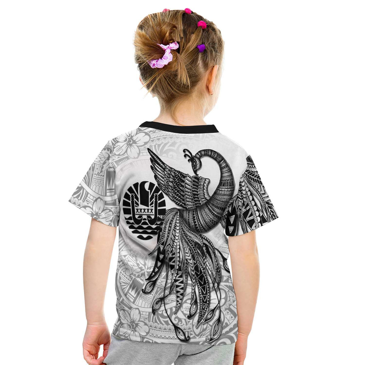 Tahiti Custom T Shirt Polynesian Phoenix Bird, Fairytales Bird Black - Polynesian Pride