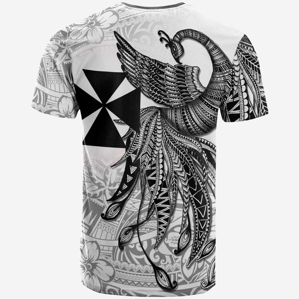 Wallis and Futuna Custom T Shirt Polynesian Phoenix Bird, Fairytales Bird Black - Polynesian Pride