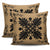 Hawaiian Quilt Maui Plant And Hibiscus Pattern Pillow Covers - Black Gold - AH - Polynesian Pride