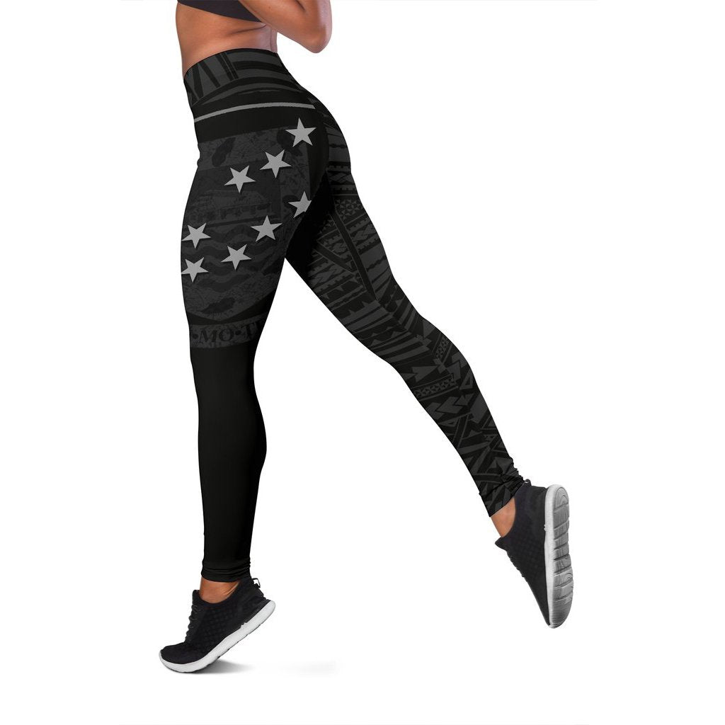 Tuvalu Flag Leggings (Black) A02 Black - Polynesian Pride