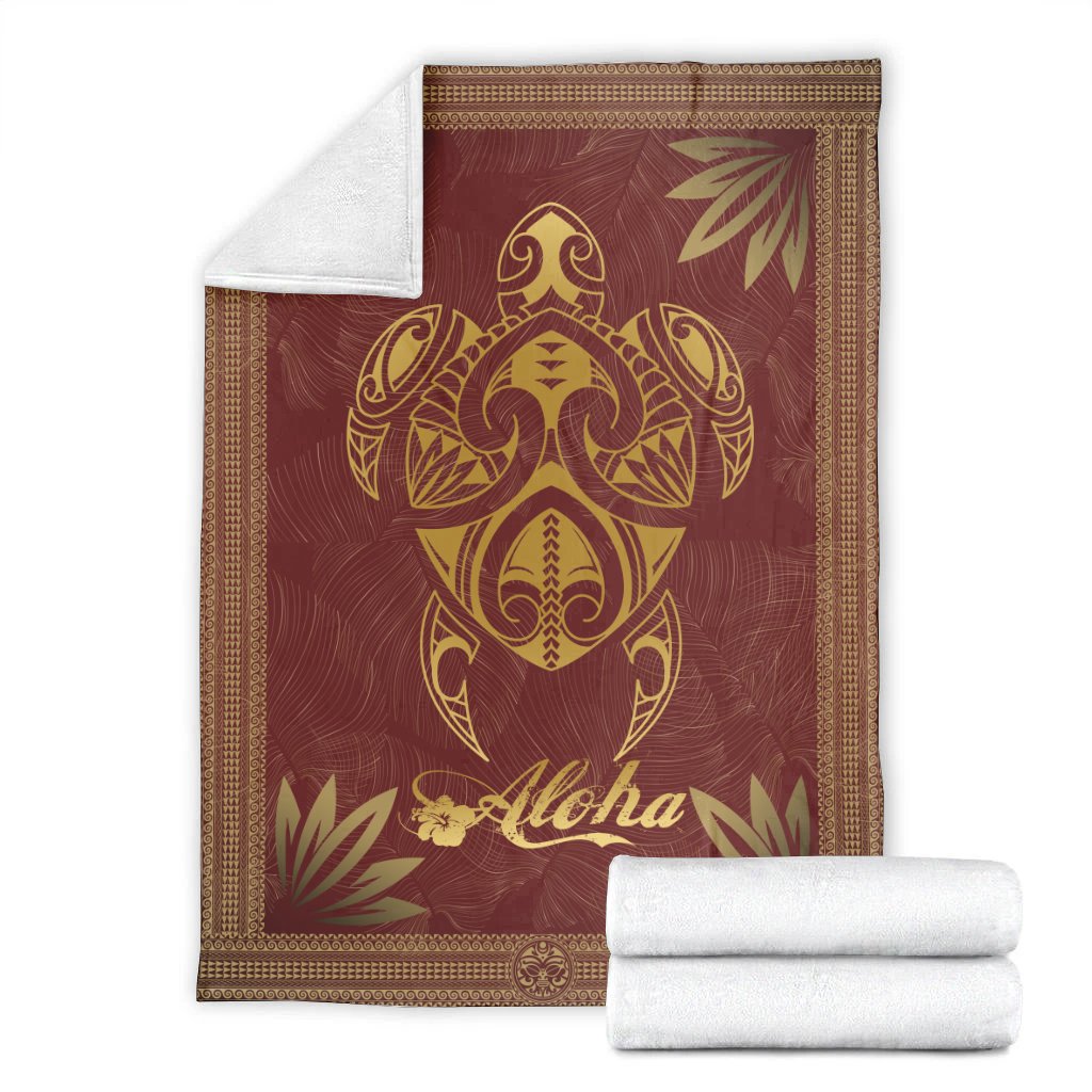 Hawaii Turtle Kalo Leaves Polynesian Premium Blanket - Vic Style - AH - Polynesian Pride